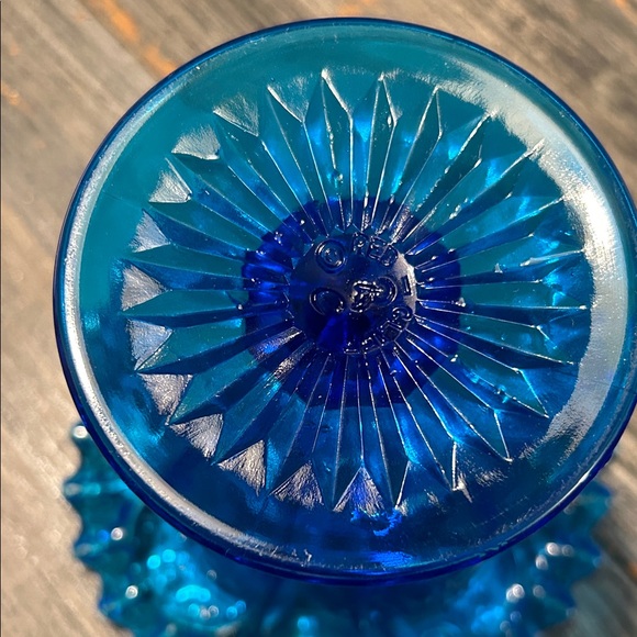 Blue Glass Ruffled Edge Compote - Picture 9 of 10